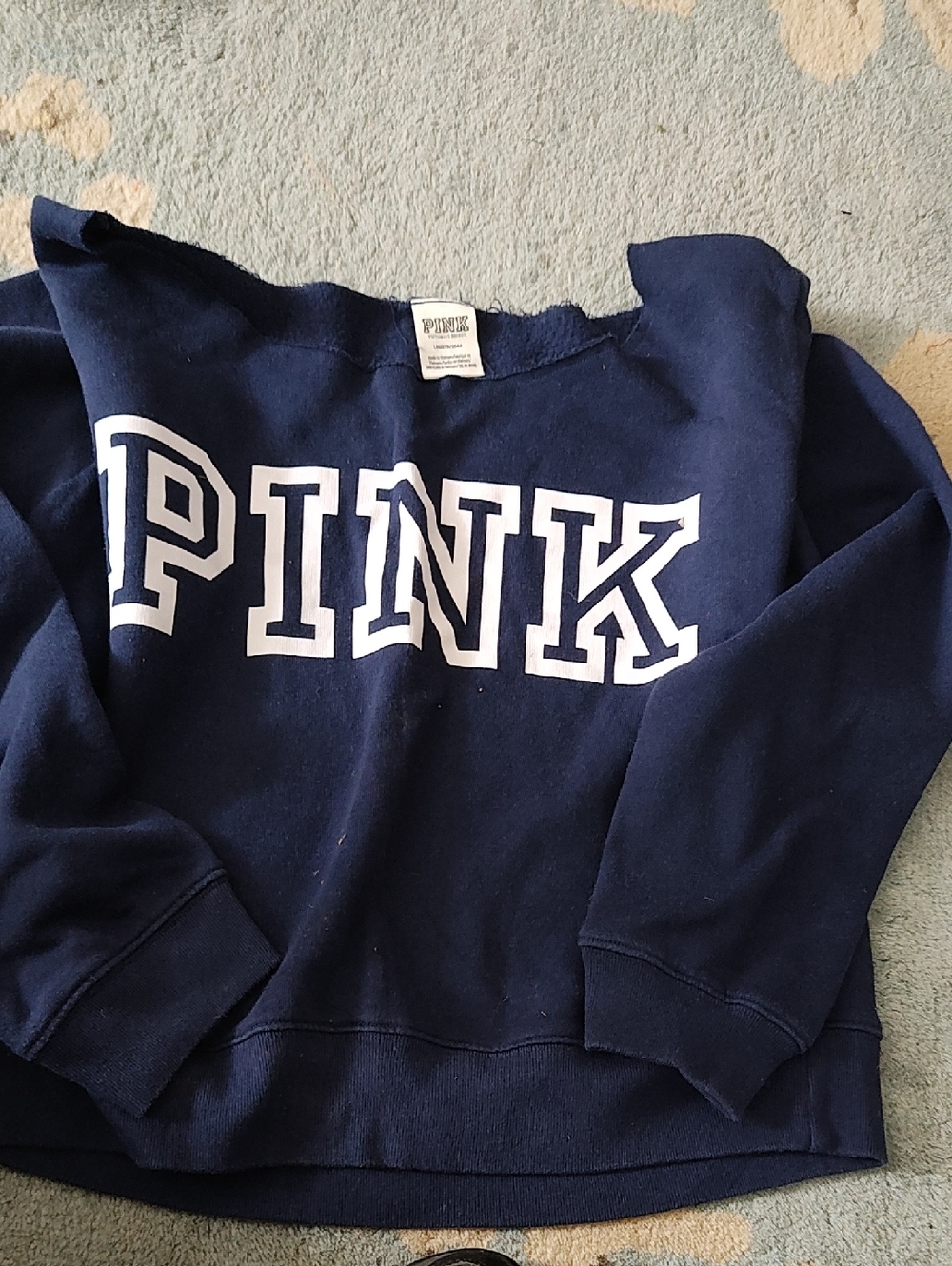 PINK Victoria's Secret Navy Crewneck Sweatshirt with White Lettering